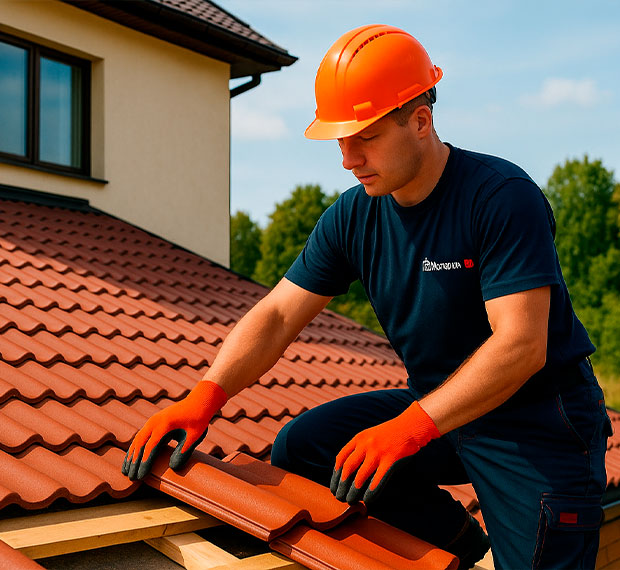 Монтаж кровли из натуральной черепицы в Одинцово